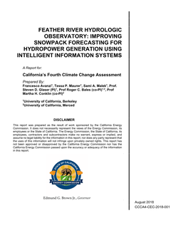 Feather River Hydrologic Observatory: Improving Snowpack Forecasting for Hydropower Generation Using Intelligent Information Systems