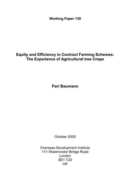 Equity and Efficiency in Contract Farming Schemes: the Experience of Agricultural Tree Crops