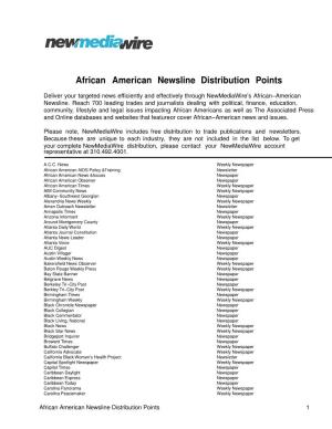 African American Newsline Distribution Points