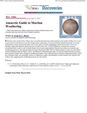 Antarctic Guide to Martian Weathering