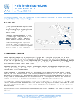 Tropical Storm Laura Situation Report No