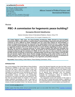PBC- a Commission for Hegemonic Peace Building?
