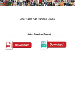 Alter Table Add Partition Oracle