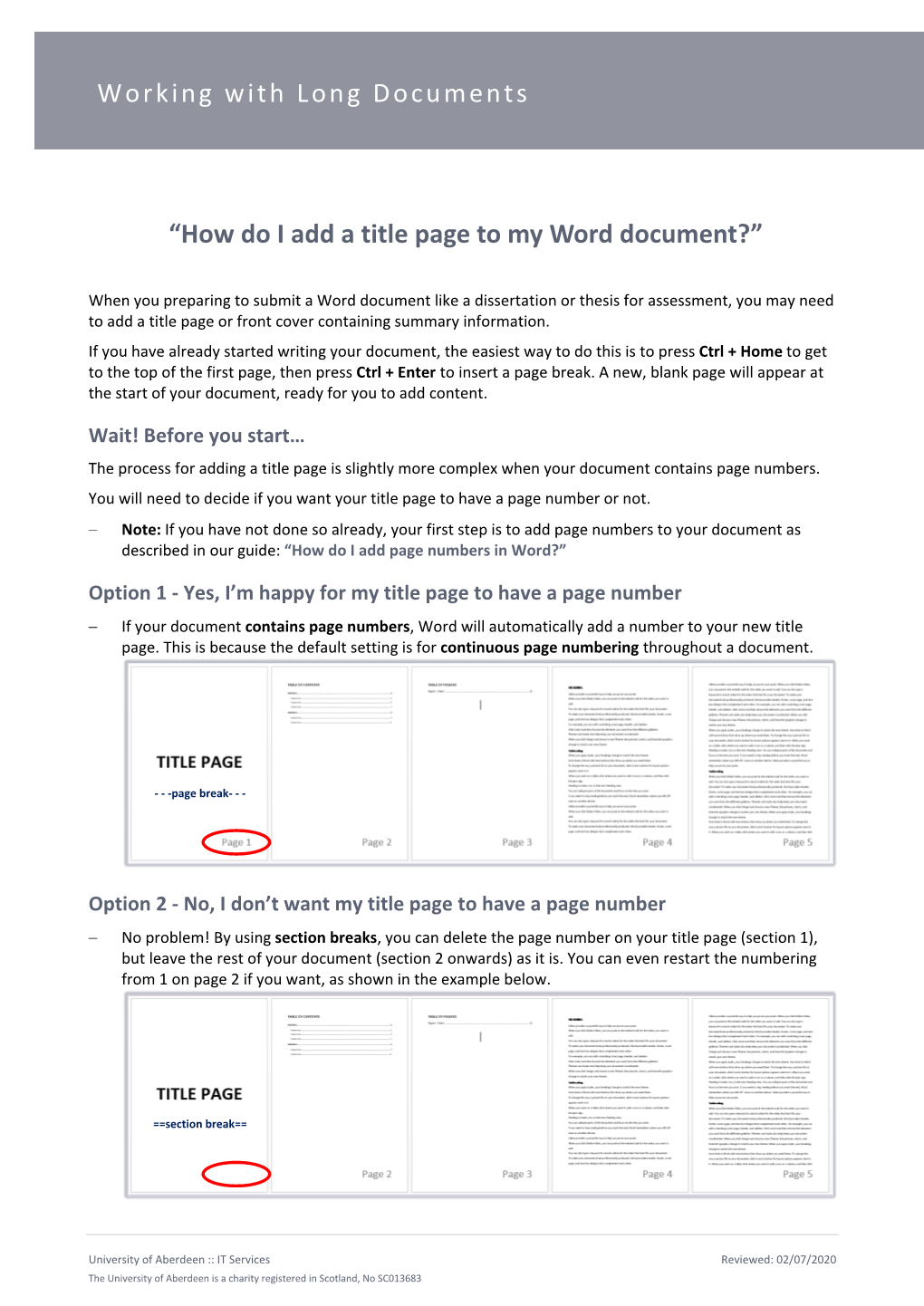 SW50: How Do I Add a Title Page to My Word Document?