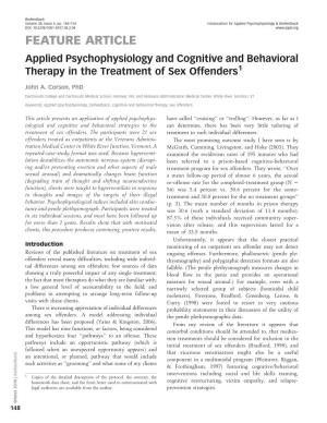 Applied Psychophysiology and Cognitive and Behavioral Therapy in the Treatment of Sex Offenders1