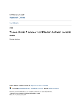 Western Electric: a Survey of Recent Western Australian Electronic Music