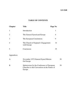 GS 1548 TABLE of CONTENTS Chapter Title Page No 1