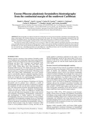Eocene-Pliocene Planktonic Foraminifera Biostratigraphy from the Continental Margin of the Southwest Caribbean