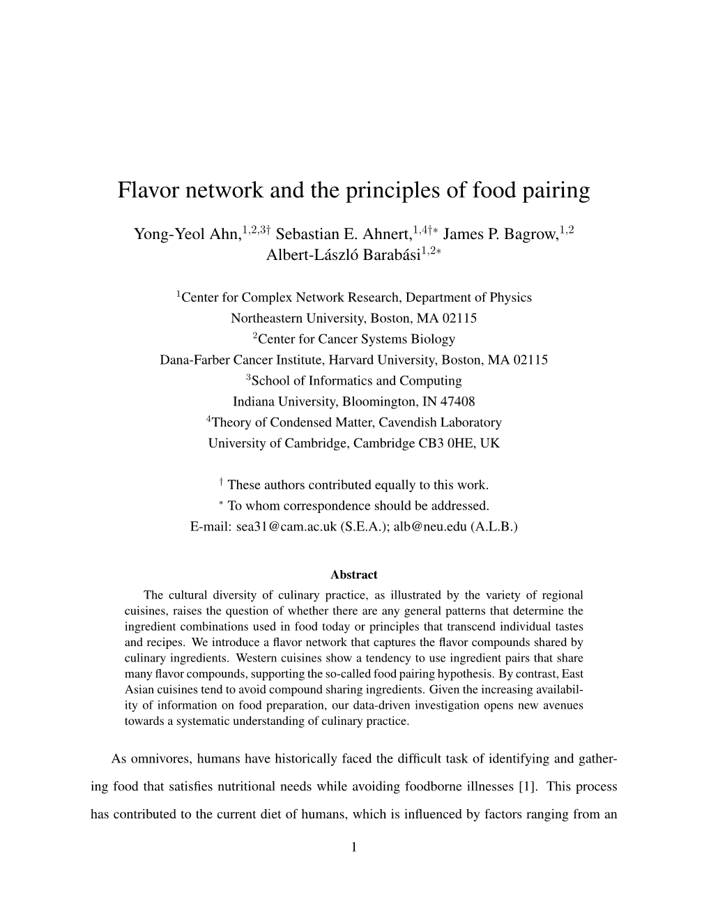 Flavor Network and the Principles of Food Pairing