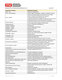 Standard Prior Authorization Medication List July, 2017