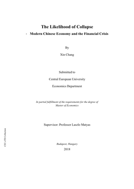 The Likelihood of Collapse - Modern Chinese Economy and the Financial Crisis