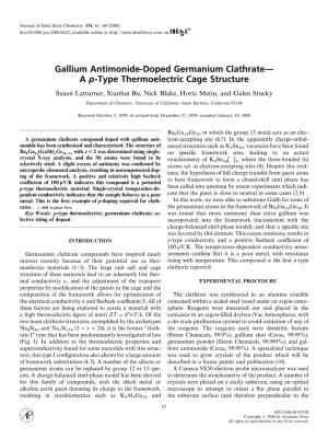 Gallium Antimonide-Doped Germanium Clathrate-A P-Type