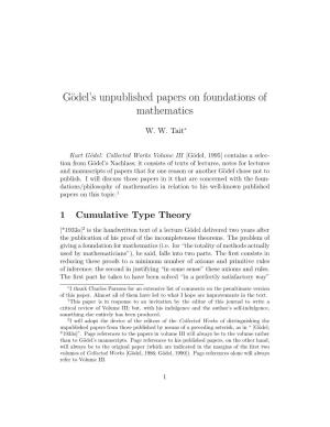 Gödel's Unpublished Papers on Foundations of Mathematics