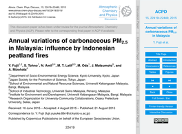 Annual Variations of Carbonaceous PM2.5 in Malaysia