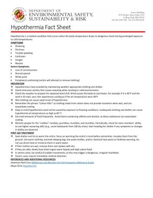 Hypothermia Fact Sheet