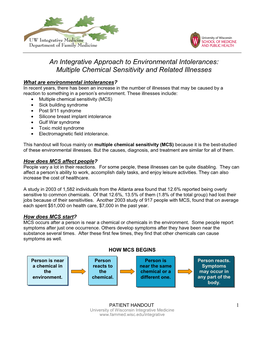 Multiple Chemical Sensitivity and Related Illnesses