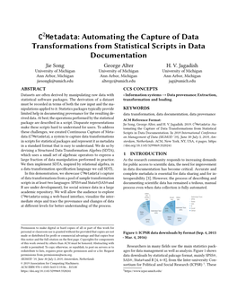 Automating the Capture of Data Transformations from Statistical Scripts in Data Documentation Jie Song George Alter H