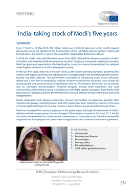 India: Taking Stock of Modi's Five Years