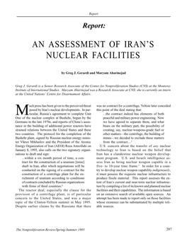 Npr 2.3: an Assessment of Iran's Nuclear Facilities