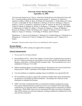 NDSU University Senate Meeting Minutes -- 2005-2006