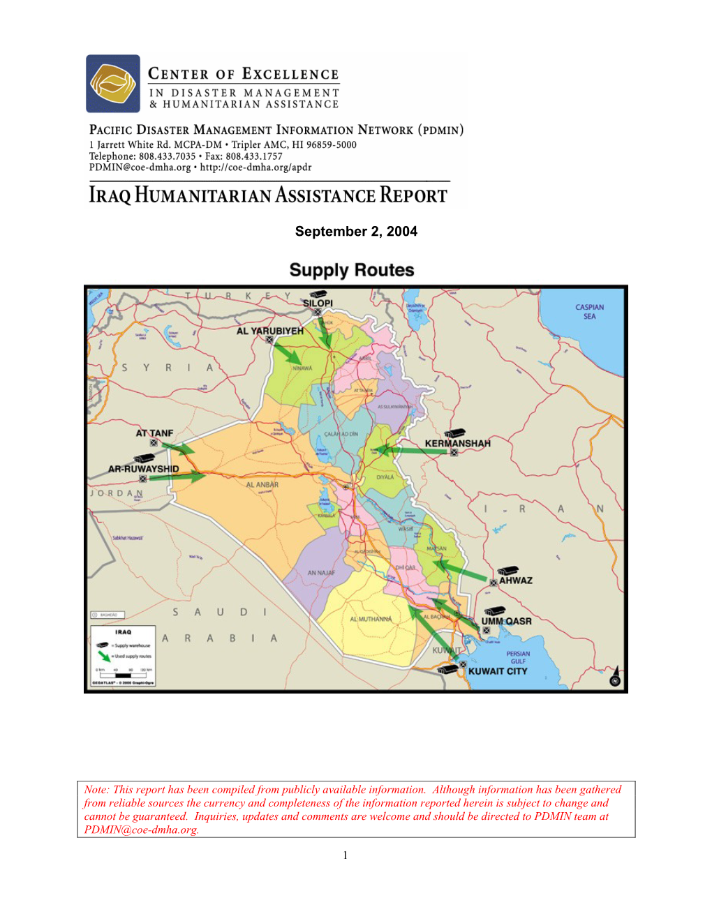 Iraqis; Food Distribution OK; Infrastructure Improving Very Slowly; Reconstruction and Humanitarian Operations Slow;