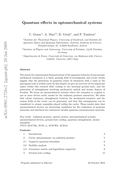 Quantum Effects in Optomechanical Systems