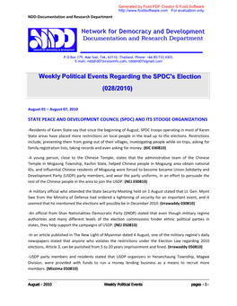 Network for Democracy and Development Weekly Political