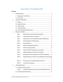 Section 5 – Term of Reference (TOR) Contents 1 INTRODUCTION