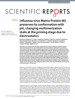Influenza Virus Matrix Protein M1 Preserves Its Conformation with Ph