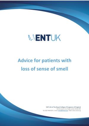 Advice for Patients with Loss of Sense of Smell