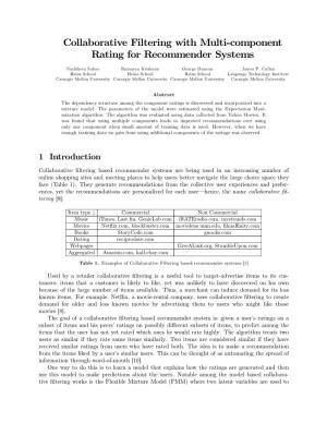 Collaborative Filtering with Multi-Component Rating for Recommender Systems