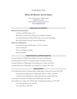 Curriculum Vitae María Del Rosario Acosta López