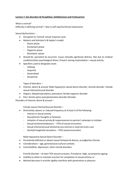 Sex Disorders & Paraphilias