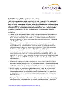 The Draft Online Safety Bill: Carnegie UK Trust Initial Analysis