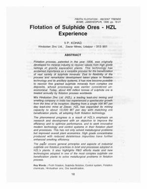 Flotation of Sulphide Ores - HZL Experience