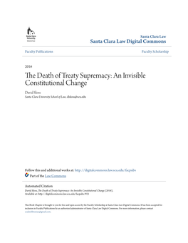 The Death of Treaty Supremacy: an Invisible Constitutional Change (2016), Available At