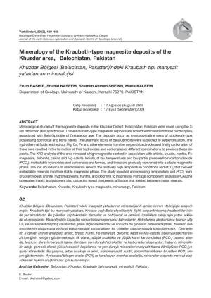 Mineralogy of the Kraubath-Type Magnesite Deposits Of