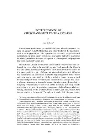 Interpretations of Church and State in Cuba, 1959–1961