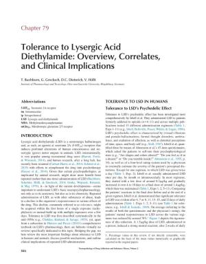 Tolerance to Lysergic Acid Diethylamide: Overview, Correlates, and Clinical Implications