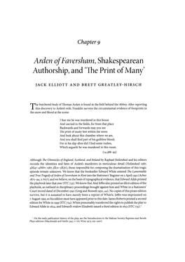 Arden of Faversham, Shakespearean Authorship, and 'The Print of Many'
