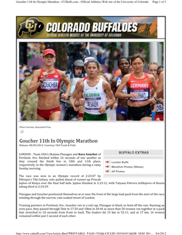 Goucher 11Th in Olympic Marathon - Cubuffs.Com - Official Athletics Web Site of the University of Colorado Page 1 of 3