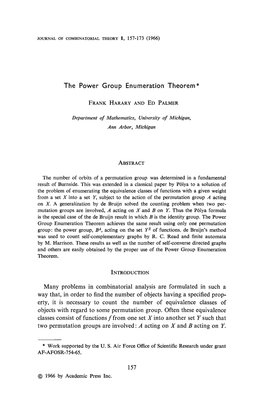The Power Group Enumeration Theorem*