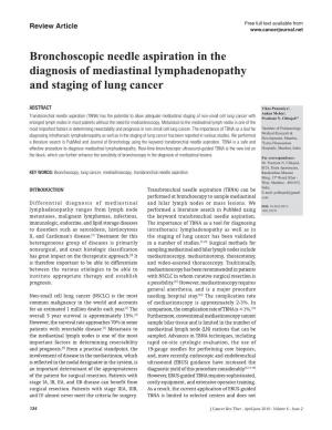 Bronchoscopic Needle Aspiration in the Diagnosis of Mediastinal Lymphadenopathy and Staging of Lung Cancer