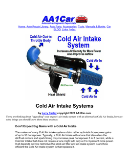 Cold Air Intake Systems