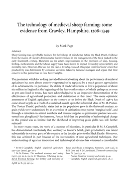 The Technology of Medieval Sheep Farming: Some Evidence from Crawley, Hampshire, 1208–1349