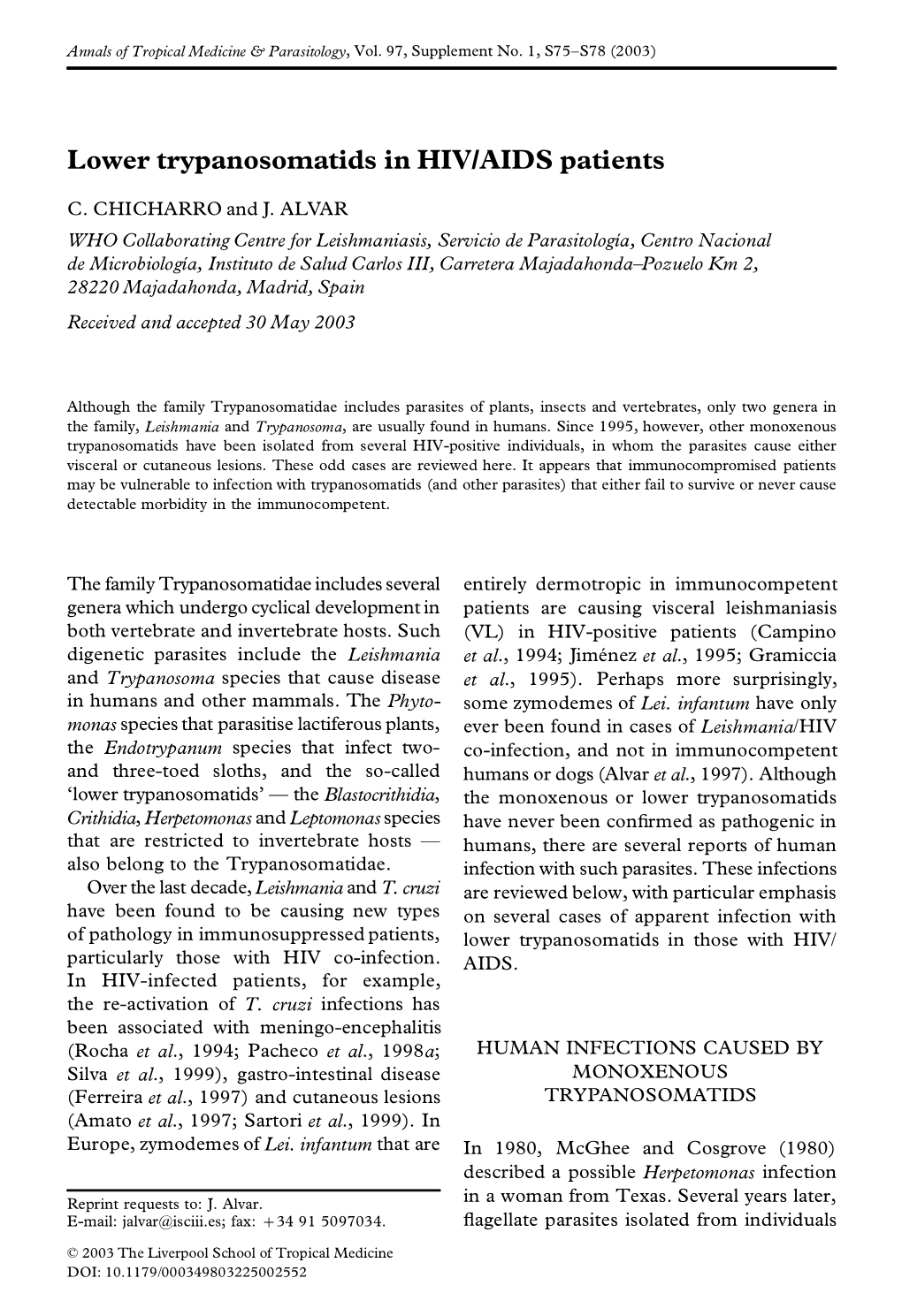 Lower Trypanosomatids in HIV/AIDS Patients