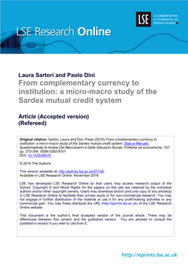 From Complementary Currency to Institution: a Micro-Macro Study of the Sardex Mutual Credit System