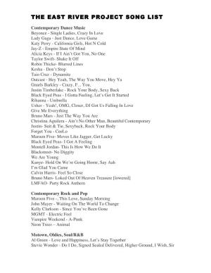 The East River Project Song List