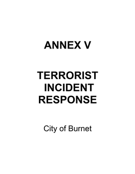 ANNEX V, Terrorist Incident Response