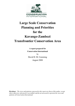 Large Scale Conservation Planning and Priorities for the Kavango-Zambezi Transfrontier Conservation Area